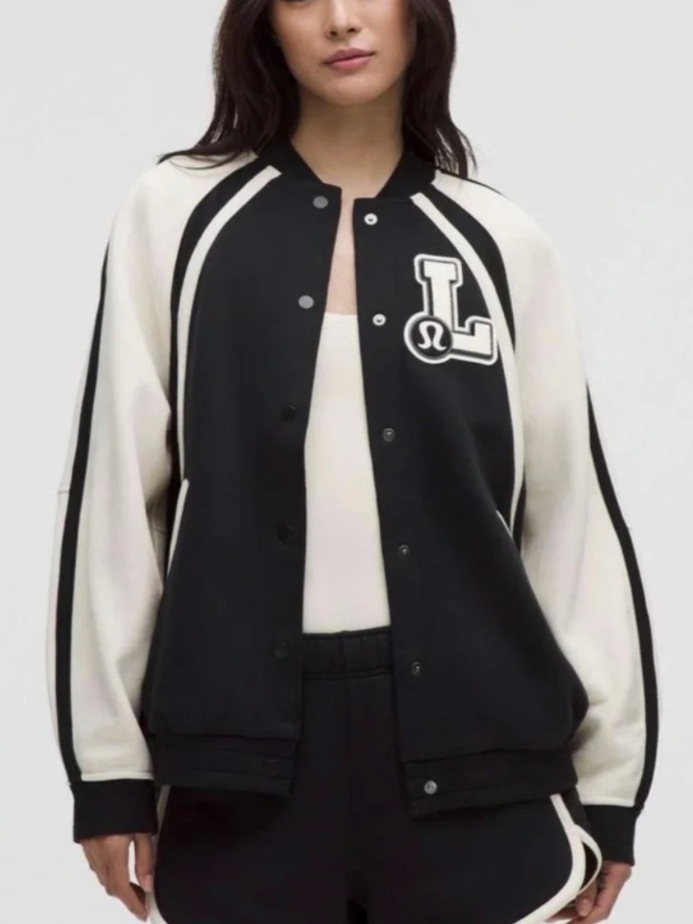 lululemon athletica Black & Cream Letterman Jacket